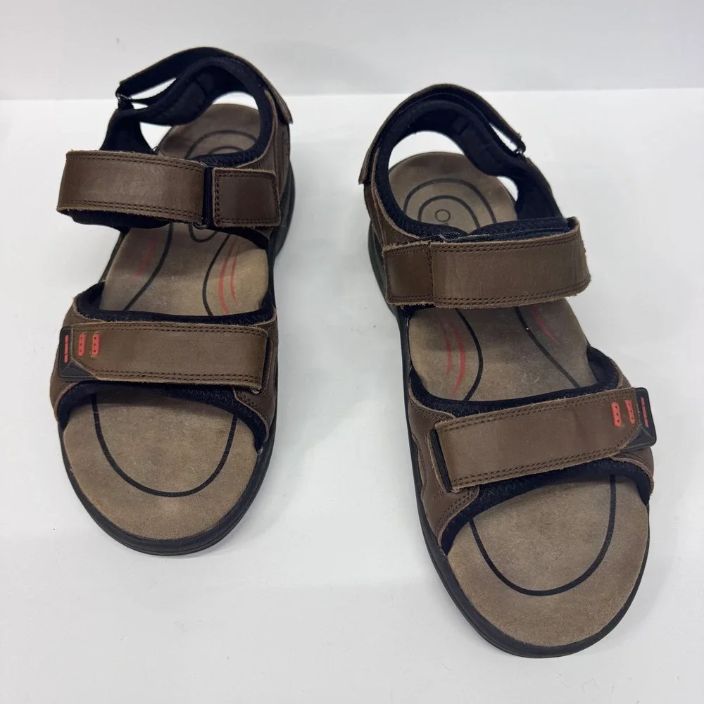 Orthofeet 562 Fisherman Sandals Mens 10 2E Wide Brown Leather Orthopedic